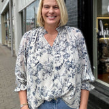 Blue/Cream Floral Blouse