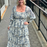 Long Smocked Tiered Floral Dress