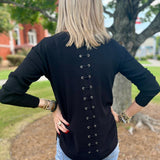 Sweater with Front Pockets and Back Lacing