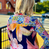 Mixed Media Button Up Blouse