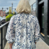 Blue/Cream Floral Blouse