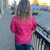 Magenta Faux Leather Shirt