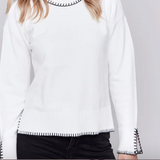 Crew-Neck Sweater with Whipstitch